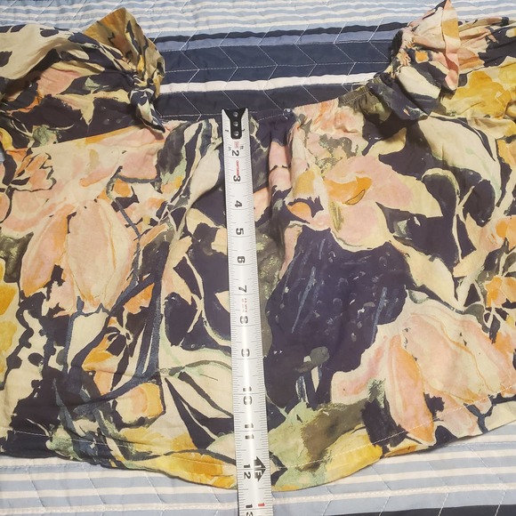 Free People Size S Shasta Boho Blue Floral Short Off Shoulder TOP ONLY - Picture 10 of 10